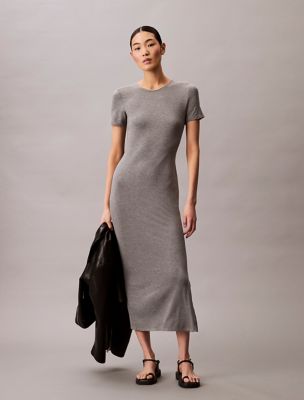 Solid Stretch Slim Midi Dress