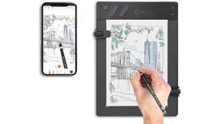 Product shot of iskn Repaper tablet in use