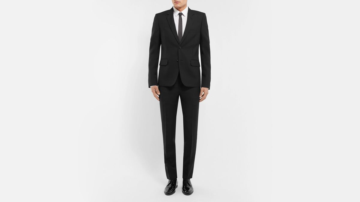 Mens Classic Fit Solid Black Two Button Suit Jacket Blazer