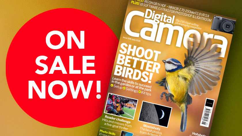 Front cover of issue 308 (June 2026) of Digital Camera World magazine and a red blob that reads 'On sale now!'