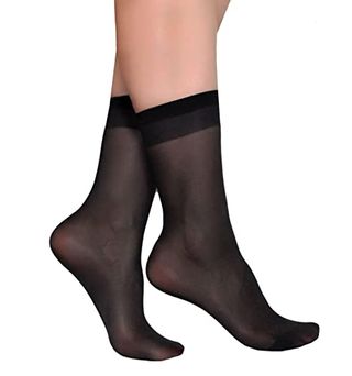5 Pairs Women's Ankle High Sheer Socks (black)