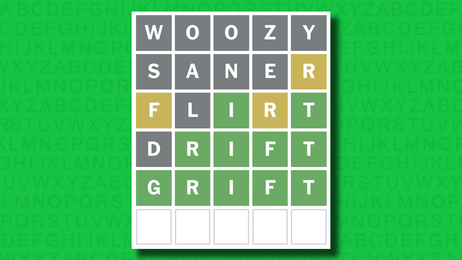 NYT Wordle answer for game 1436 on a green background