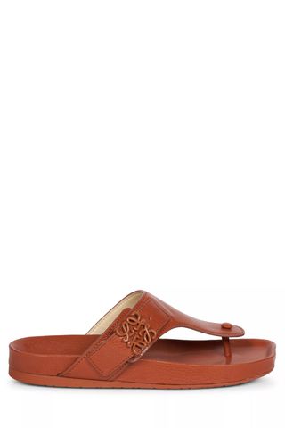 Loewe brown Leather Thong Sandals on white background