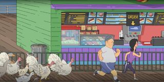 Linda and her friend getting chased down by turkeys in Bob's Burgers.