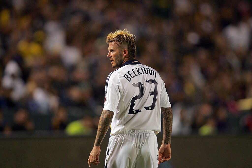 David Beckham #23 of the Los Angeles Galaxy looks at the assistant referee during the MLS Western Conference Championship match against the Houston Dynamo at The Home Depot Center on November 13, 2009 in Carson, California. The Galaxy defeated the Dynamo 2-0.