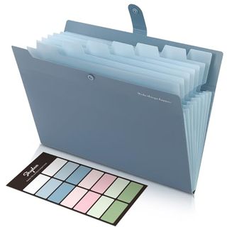 Skydue Expanding File Organizer With 8 Pockets, Accordion File Folders With Labels, Portable Document Paper Bill Receipt Organizer, Home College School Office Supplies, Letter Size, Blue