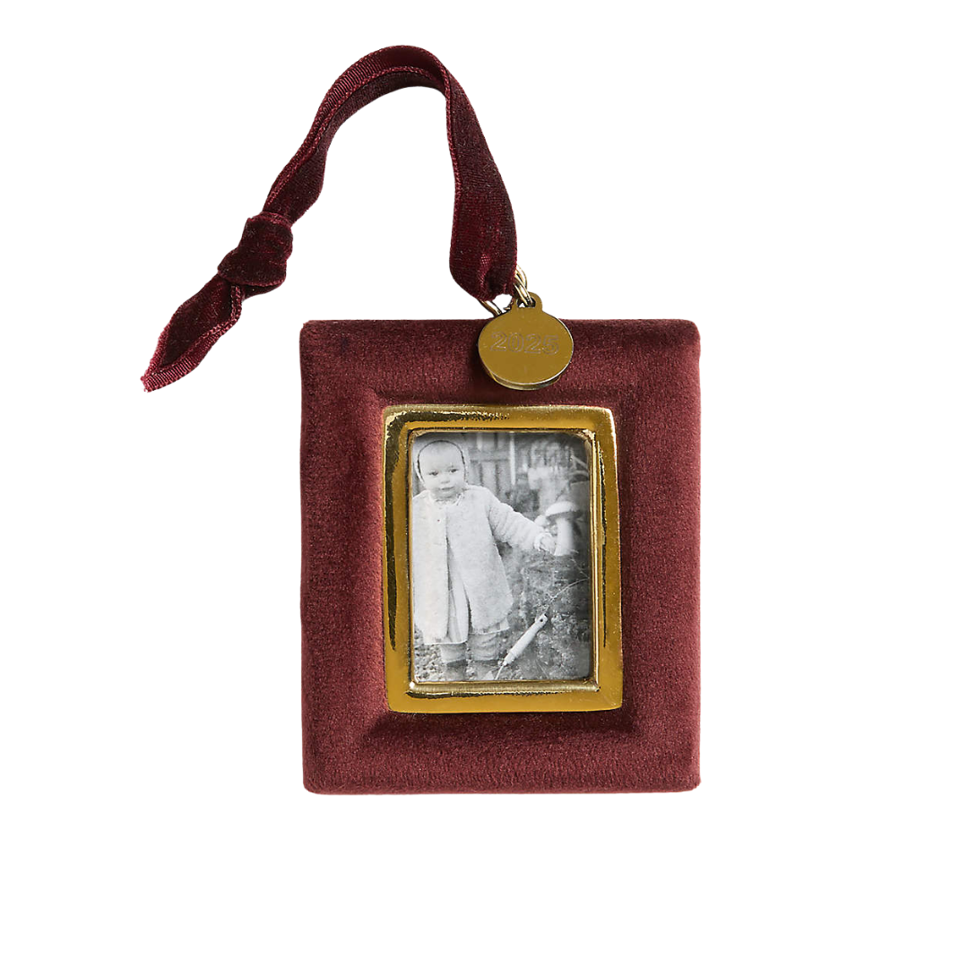 Burgundy Velvet Photo Frame Christmas Tree Ornament