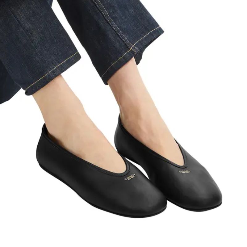 Coach black houston ballet flats
