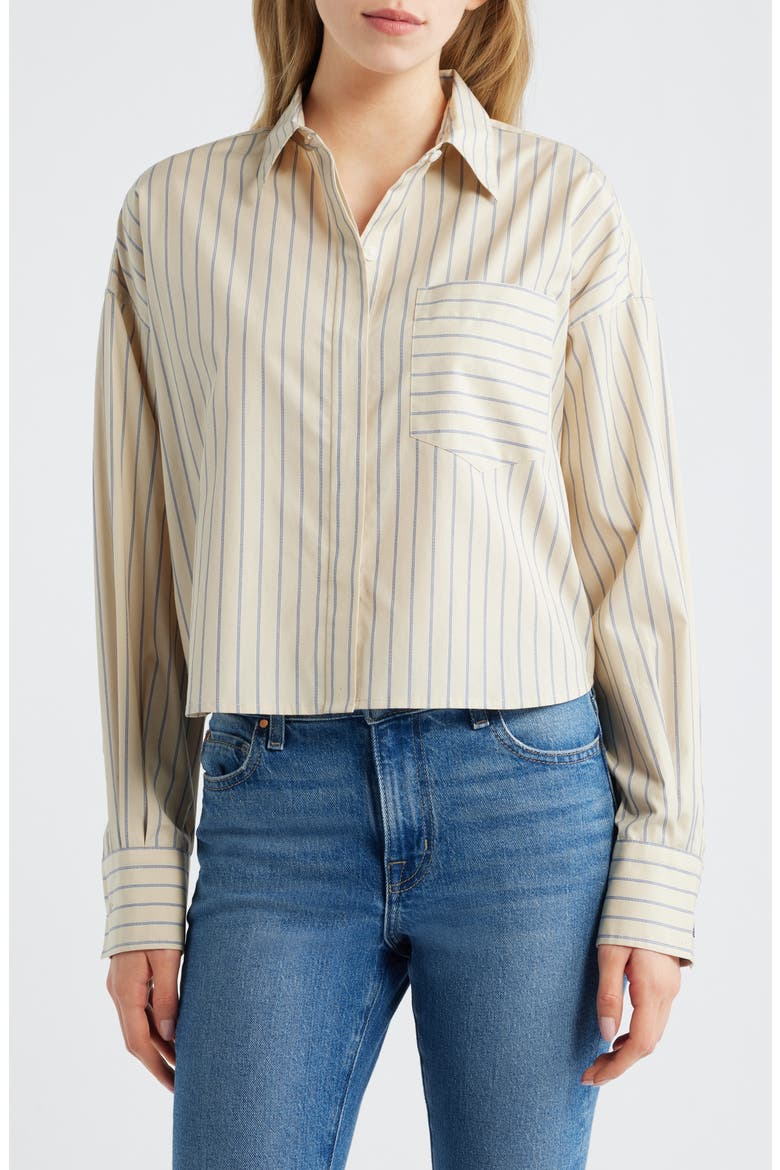 Molly Stripe Crop Cotton Button-Up Shirt
