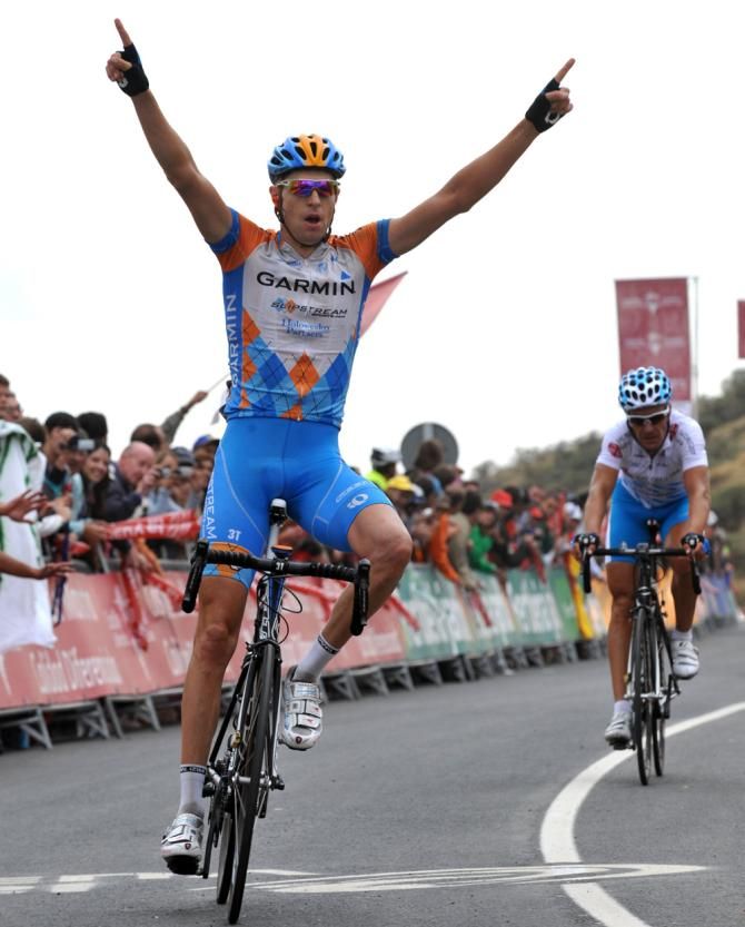 Ryder Hesjedal (Garmin) wins a stage during the 2009 Vuelta