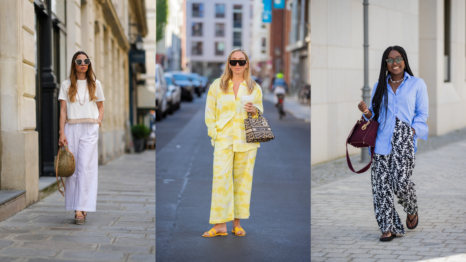 složený ze streetových influencerů, kteří nosí nápady na sváteční outfity pro daný den