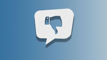 thumbs down icon online with speech bubble for social media