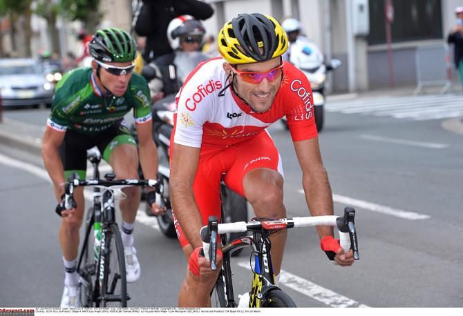 Stage 4 breakaway riders Luis Mate (Cofidis, Credit Solutions) and Thomas Voeckler (Europcar)