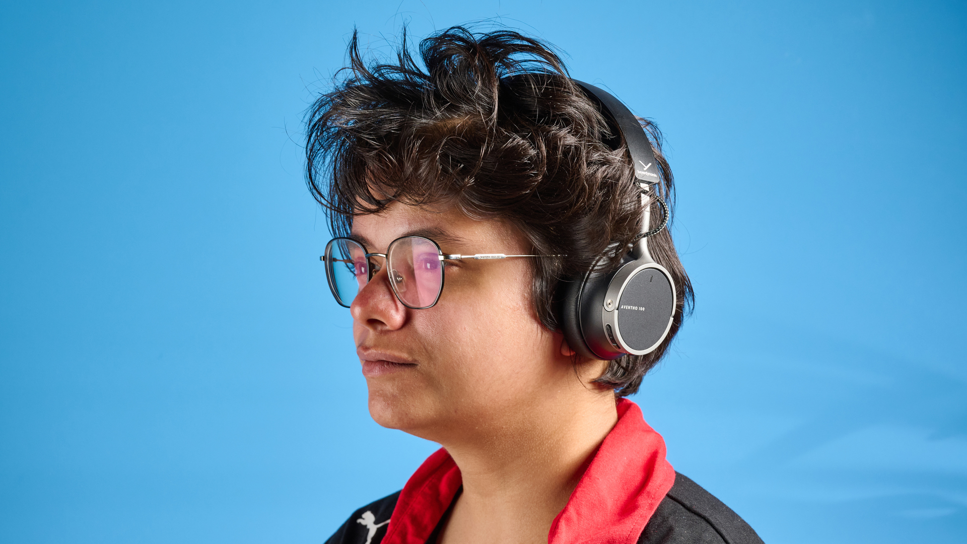 A pair of Beyerdynamic Aventho 100 on-ear headphones