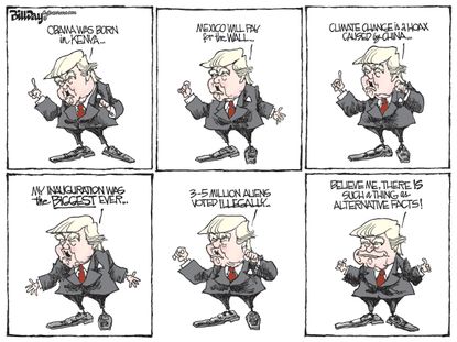 Political Cartoon U.S. Donald Trump alternative facts