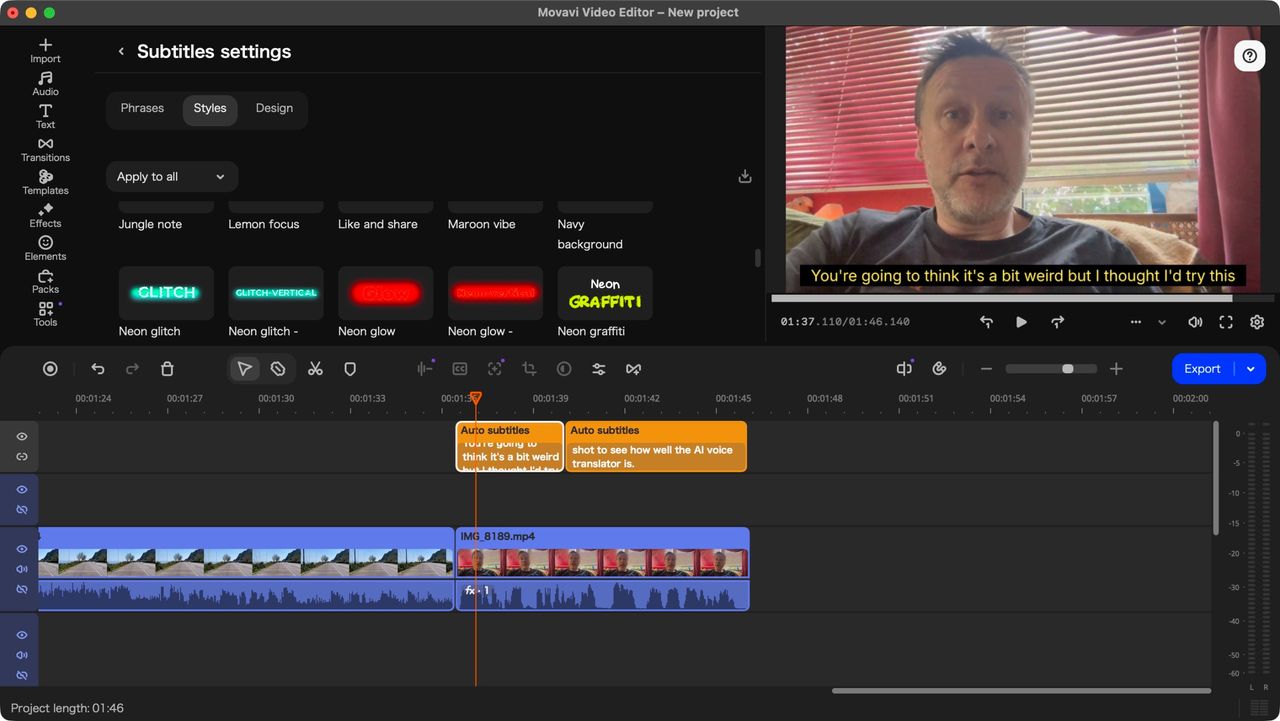 Testing out Movavi Video Editor 27 on a MacBook Pro