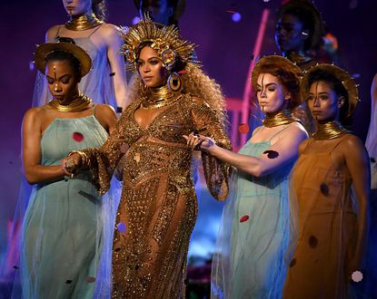 Beyoncé performs at the 2017 Grammy Awards.