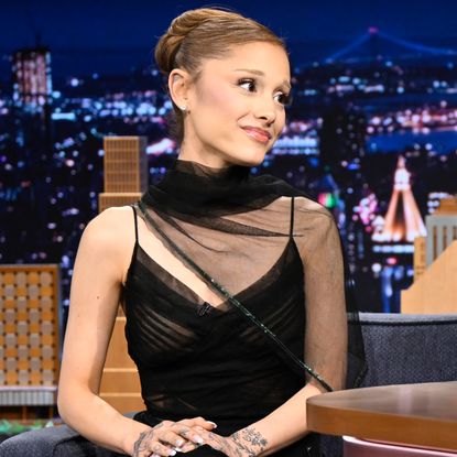 Ariana Grande visited The Tonight Show Starring Jimmy Fallon in a vintage black gown from the 1930s
