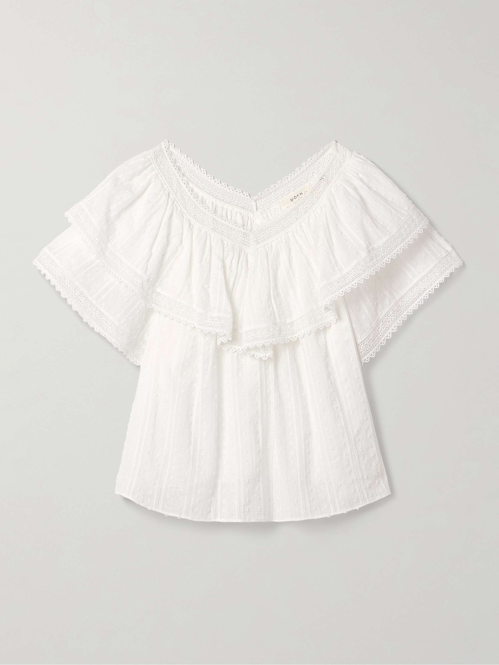 Cosenza Ruffled Crochet-Trimmed Fil Coupé Cotton-Voile Blouse