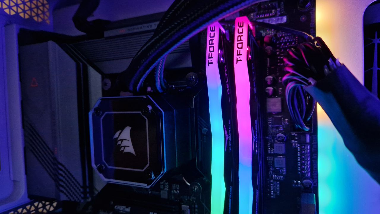T-Force Delta RGB DDR5 RAM's RGB up close