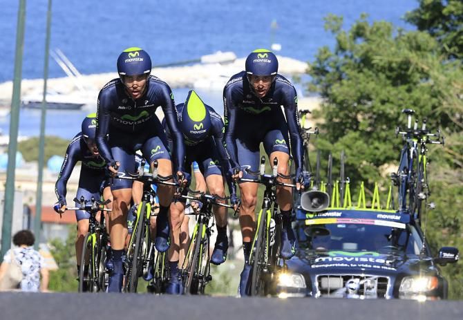 Team Movistar in action