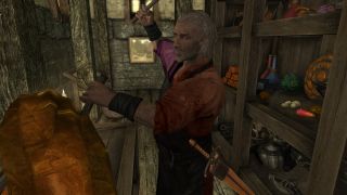 A shopkeeper carves amber in the Extended Cut: Saints & Seducers mod