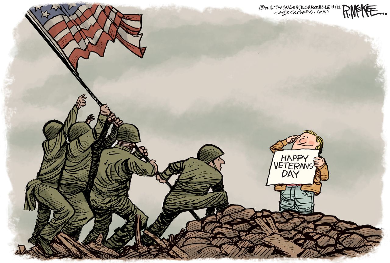 Editorial cartoon U.S. Happy Veterans Day