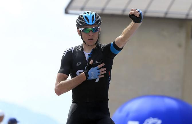Kanstantsin Siutsou (Sky) celebrates victory in stage 2