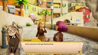 On Your Tail Screenshot of the protagonist speaking to a "timid girl" who has cat-like features