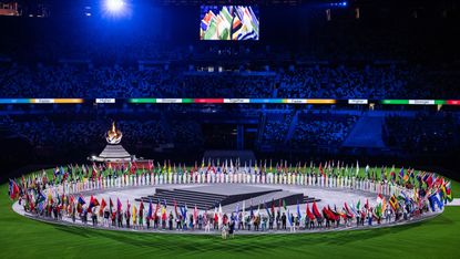 The flag bearers at the closing ceremony of the Tokyo 2020 Olympic Games 