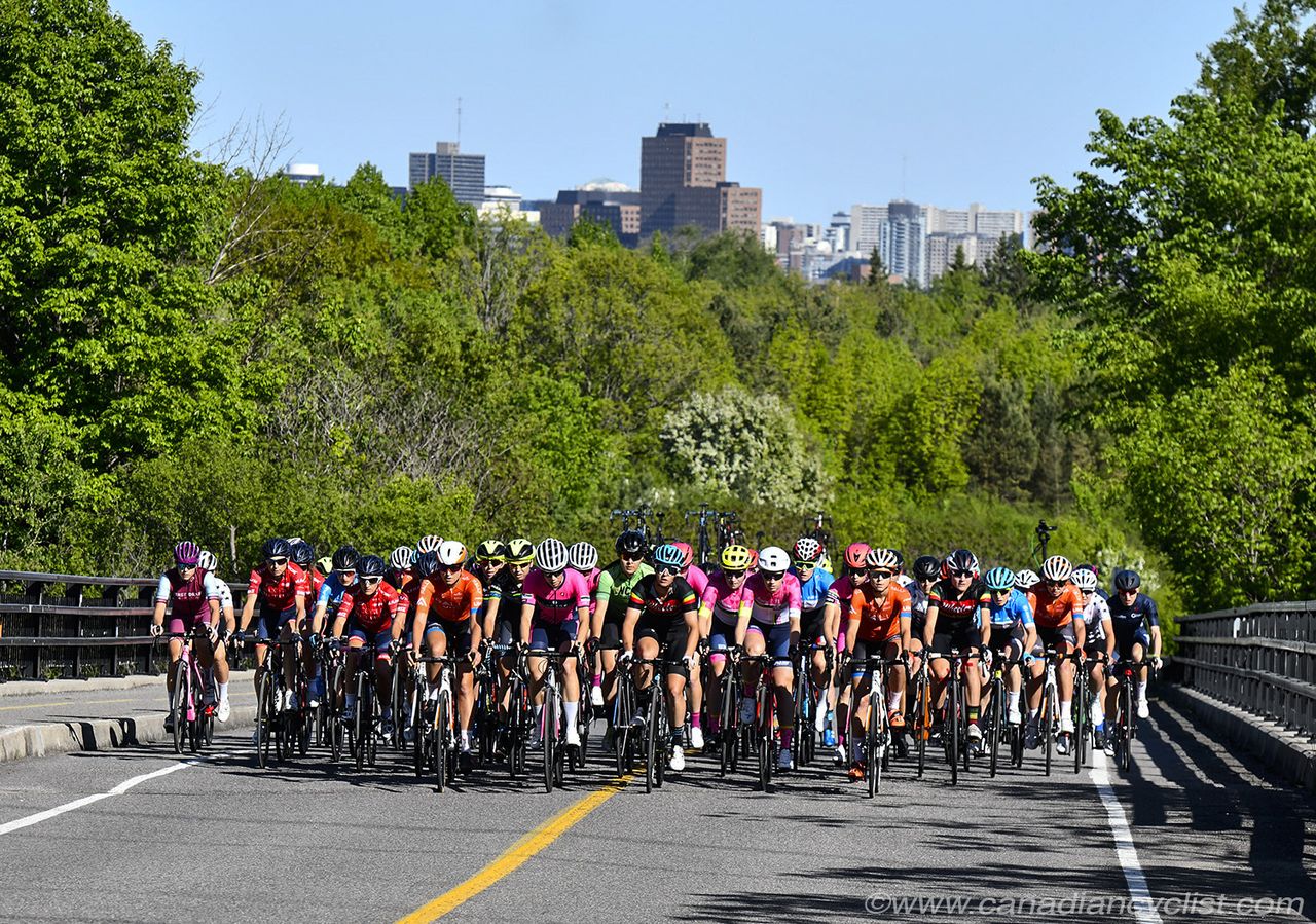 Peloton heading up the climb