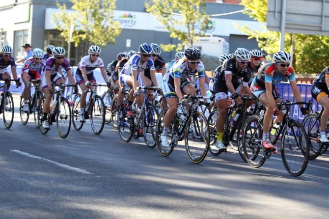 The peloton races down Sturt Street