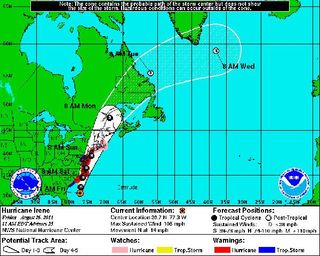 Hurricane Irene's projected path as of the morning of Aug. 26.