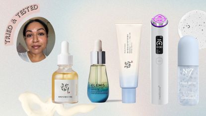 Aleesha skincare routine next to a 'tried & tested' badge