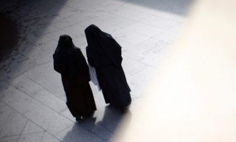 Nuns leaving Christmas Mass in Los Angeles.