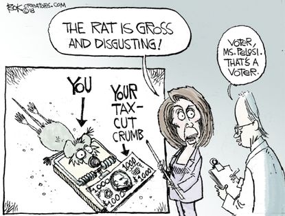 Political cartoon U.S. Democrats Nancy Pelosi tax cuts voters