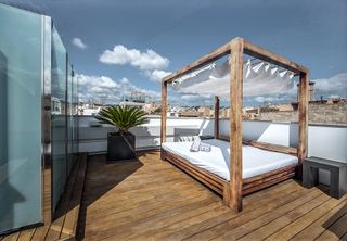 Terraced relaxation space at Puro Hotel, Palma de Mallorca, Spain
