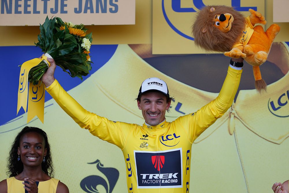 Fabian Cancellara in yellow after stage 2.