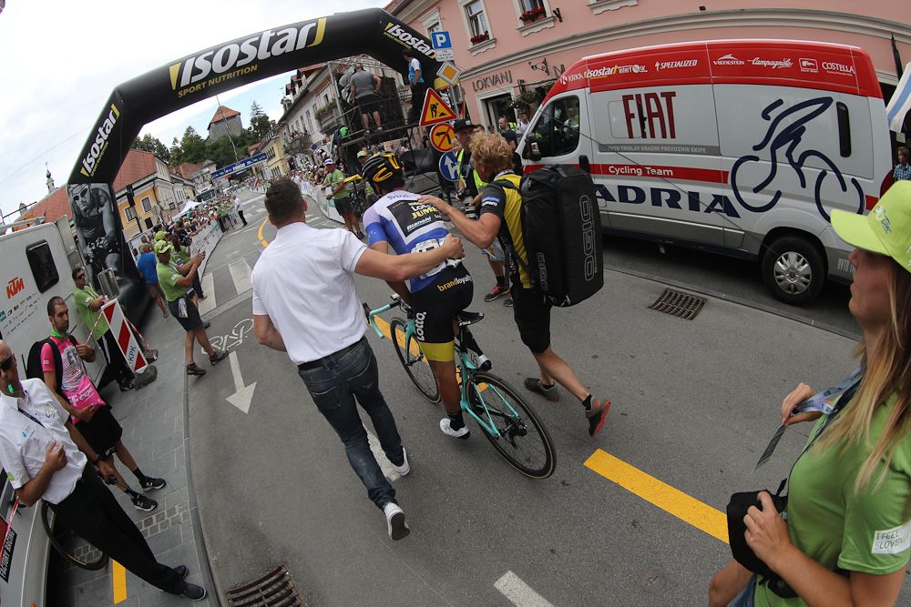 Primoz Roglic after winning stage 4 at Tour de Slovenie