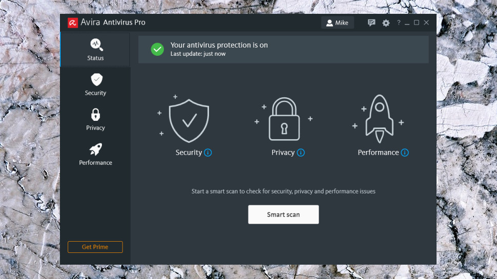 Screenshot of Avira Antivirus Pro dashboard