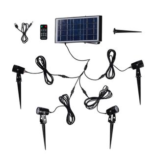 Set of 4 LED Premium IP65 Solar USB Spotlights