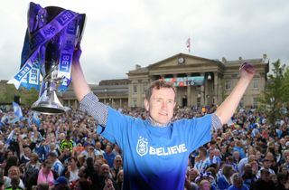 Dean Hoyle led Huddersfield's Premier League promotion celebrations in 2017