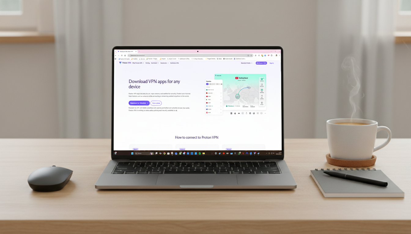 Proton VPN website download page on windows laptop