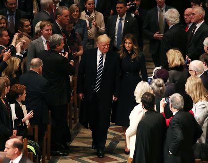 President Donald Trump at the National Cathedral in Washington. 