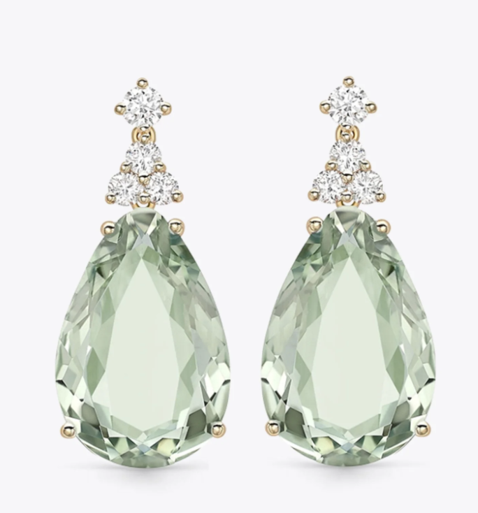 Kiki McDonough, Candy Green Amethyst and Diamond Drop Earrings