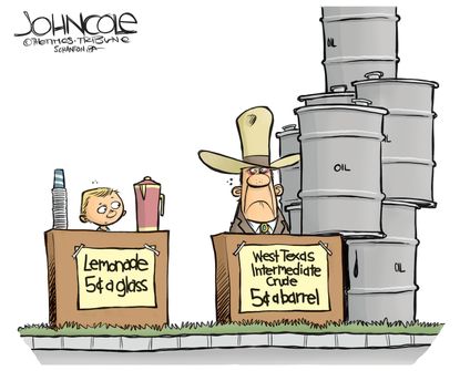 Editorial Cartoon U.S. Texas crude oil lemonade stand cheap