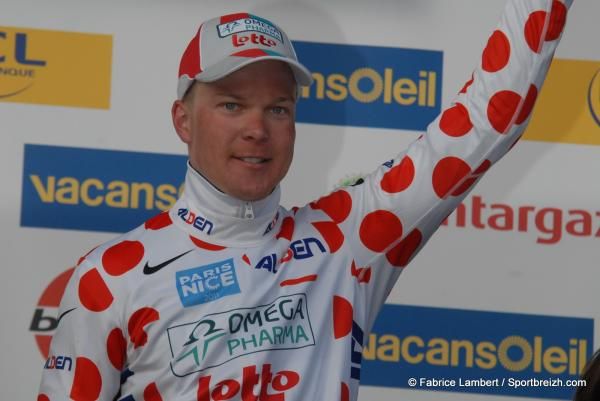Jussi Veikkanen (Omega Pharma-Lotto) in the polka dot jersey