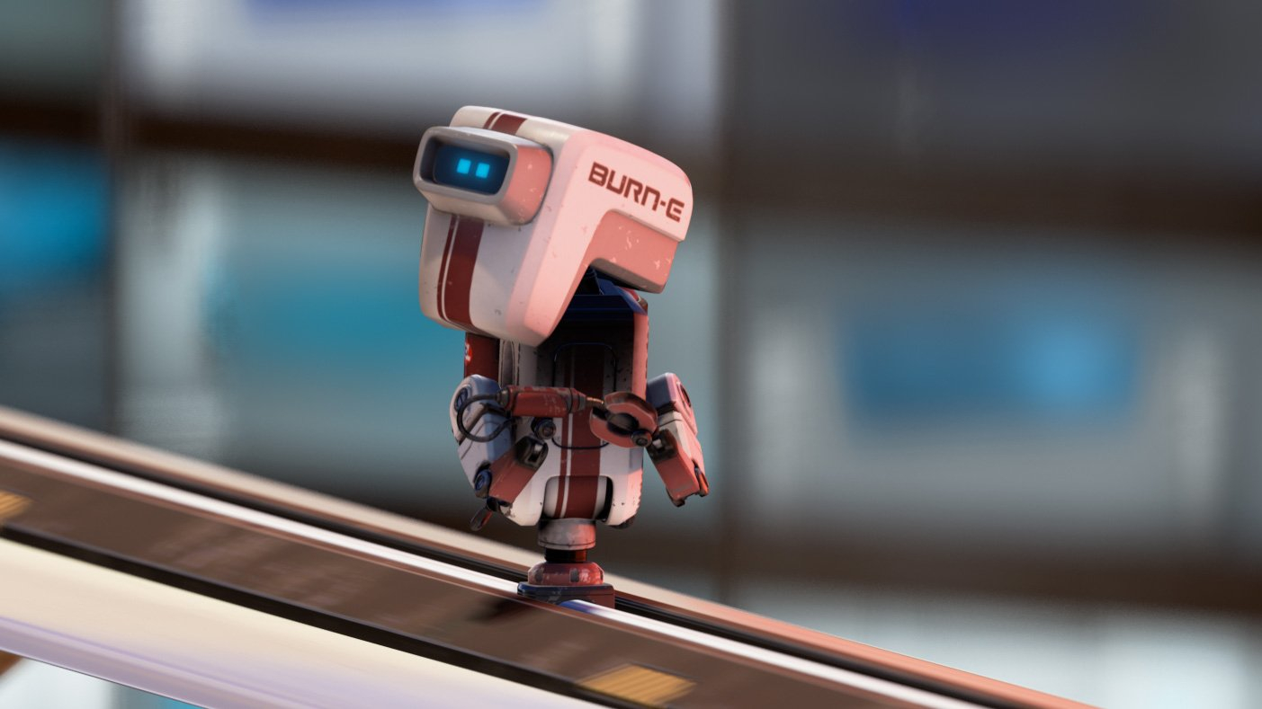 However from animated pixar short fire-e, showing the titular robot riding on a railroad.
