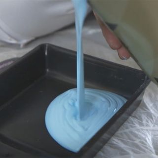blue paint with black paint tray