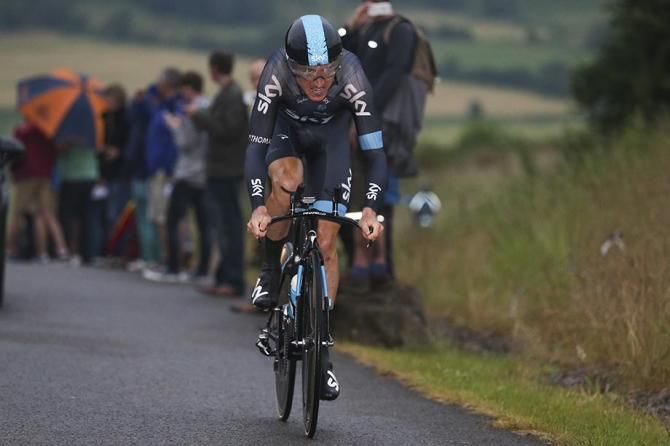 Geraint Thomas MBE, Team Sky giving his all on the climb.
